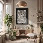 Organik Soyut Bitki Formu Siyah Ahşap Çerçeveli Tablo Duvar Dekoru Poster Obje Ev
