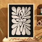 Modern Bej Bitki Formu Doğal Ahşap Çerçeveli Tablo Aksesuarları Sanat İç Mekan Yatak