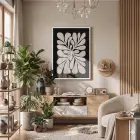 Modern Bej Bitki Formu Beyaz Ahşap Çerçeveli Tablo Oturma Odası Duvar Dekoru Poster