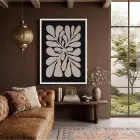 Modern Bej Bitki Formu Beyaz Ahşap Çerçeveli Tablo Oturma Odası Duvar Dekoru Poster