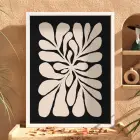 Modern Bej Bitki Formu Beyaz Ahşap Çerçeveli Tablo Oturma Odası Duvar Dekoru Poster