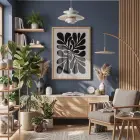 Organik Bej Yaprak Tablosu Doğal Ahşap Çerçeveli Modern Sanat İç Mekan Yatak Koridor