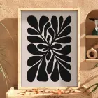 Organik Bej Yaprak Tablosu Doğal Ahşap Çerçeveli Modern Sanat İç Mekan Yatak Koridor