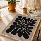 Organik Bej Yaprak Tablosu Doğal Ahşap Çerçeveli Modern Sanat İç Mekan Yatak Koridor