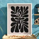 Organik Bej Yaprak Tablosu Beyaz Ahşap Çerçeveli Duvar Dekoru Poster Obje Ev Aksesuarları