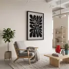 Organik Bej Yaprak Tablosu Siyah Ahşap Çerçeveli İç Mekan Yatak Koridor Ofis Kanvas