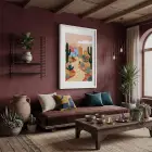 Kaktüslü Çöl Evi Beyaz Ahşap Çerçeveli Tablo Obje Ev Aksesuarları Modern Sanat İç