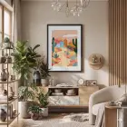 Kaktüslü Çöl Evi Siyah Ahşap Çerçeveli Tablo Poster Dekoratif Obje Ev Aksesuarları Modern