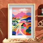Pastel Dağ Yolu Doğal Ahşap Çerçeveli Tablo Sanat İç Mekan Yatak Koridor Ofis