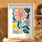 Mercan Mavi Organik Sanat Doğal Ahşap Çerçeveli Tablo Dekoratif Obje Ev Aksesuarları Modern