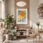 Güneş Çiçeği Soyut Sanat Doğal Ahşap Çerçeveli Tablo Modern İç Mekan Yatak Koridor