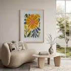 Güneş Çiçeği Soyut Sanat Doğal Ahşap Çerçeveli Tablo Modern İç Mekan Yatak Koridor