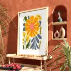 Güneş Çiçeği Soyut Sanat Doğal Ahşap Çerçeveli Tablo Modern İç Mekan Yatak Koridor