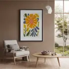 Güneş Çiçeği Soyut Sanat Siyah Ahşap Çerçeveli Tablo Salon Oturma Odası Duvar Dekoru