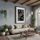 Minimalist Botanik Silüet Siyah Ahşap Çerçeveli Tablo Bohem Mekan Yatak Koridor Ofis Kanvas