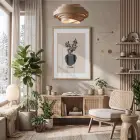 Minimalist Vazo Çiçekler Doğal Ahşap Çerçeveli Tablo Bohem Dekorasyonu Poster Obje Ev Aksesuarları