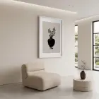 Minimalist Vazo Çiçekler Beyaz Ahşap Çerçeveli Tablo Bohem Modern Sanat İç Mekan Yatak