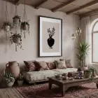 Minimalist Vazo Çiçekler Siyah Ahşap Çerçeveli Tablo Bohem Oturma Odası Duvar Dekoru Poster