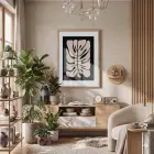 Soyut Monstera Yaprak Sanatı Doğal Ahşap Çerçeveli Tablo Dekorasyonu Poster Obje Ev Aksesuarları