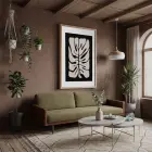Soyut Monstera Yaprak Sanatı Doğal Ahşap Çerçeveli Tablo Dekorasyonu Poster Obje Ev Aksesuarları