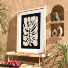 Soyut Monstera Yaprak Sanatı Doğal Ahşap Çerçeveli Tablo Dekorasyonu Poster Obje Ev Aksesuarları