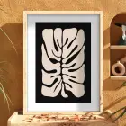 Soyut Monstera Yaprak Sanatı Doğal Ahşap Çerçeveli Tablo Dekorasyonu Poster Obje Ev Aksesuarları