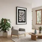 Soyut Monstera Yaprak Sanatı Siyah Ahşap Çerçeveli Tablo Duvar Dekoru Poster Obje Ev