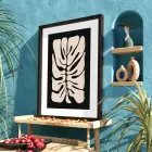 Soyut Monstera Yaprak Sanatı Siyah Ahşap Çerçeveli Tablo Duvar Dekoru Poster Obje Ev