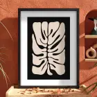 Soyut Monstera Yaprak Sanatı Siyah Ahşap Çerçeveli Tablo Duvar Dekoru Poster Obje Ev