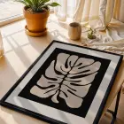 Soyut Monstera Yaprak Sanatı Siyah Ahşap Çerçeveli Tablo Duvar Dekoru Poster Obje Ev
