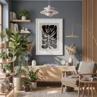 Modern Yaprak Formu Beyaz Ahşap Çerçeveli Tablo Obje Ev Aksesuarları Sanat İç Mekan