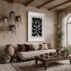 Modern Yaprak Formu Beyaz Ahşap Çerçeveli Tablo Obje Ev Aksesuarları Sanat İç Mekan