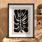 Modern Yaprak Formu Siyah Ahşap Çerçeveli Tablo Odası Duvar Dekoru Poster Obje Ev