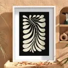 Organik Dal Formu Beyaz Ahşap Çerçeveli Tablo Modern Sanat İç Mekan Yatak Koridor