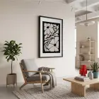 Soyut Çiçek Silüetleri Siyah Ahşap Çerçeveli Tablo Bohem Yatak Koridor Ofis Kanvas Görünümlü