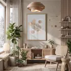 Bej Palmiye Soyut Kompozisyon Doğal Ahşap Çerçeveli Tablo Duvar Dekoru Poster Obje Ev