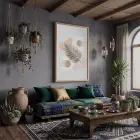 Bej Palmiye Soyut Kompozisyon Doğal Ahşap Çerçeveli Tablo Duvar Dekoru Poster Obje Ev