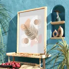 Bej Palmiye Soyut Kompozisyon Doğal Ahşap Çerçeveli Tablo Duvar Dekoru Poster Obje Ev