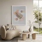 Bej Palmiye Soyut Kompozisyon Beyaz Ahşap Çerçeveli Tablo Dekoratif Obje Ev Aksesuarları Modern