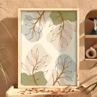 Pastel Botanik Soyut Doğal Ahşap Çerçeveli Tablo Bohem Dekoru Poster Obje Ev Aksesuarları