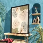 Pastel Botanik Soyut Siyah Ahşap Çerçeveli Tablo Bohem Modern Sanat İç Mekan Yatak