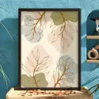 Pastel Botanik Soyut Siyah Ahşap Çerçeveli Tablo Bohem Modern Sanat İç Mekan Yatak