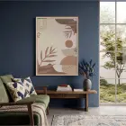Bej Tonlu Soyut Formlar Doğal Ahşap Çerçeveli Tablo Odası Duvar Dekoru Poster Obje