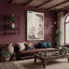 Bej Tonlu Soyut Formlar Beyaz Ahşap Çerçeveli Tablo Oturma Odası Duvar Dekoru Poster
