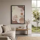 Bej Tonlu Soyut Formlar Siyah Ahşap Çerçeveli Tablo Oturma Odası Duvar Dekoru Poster