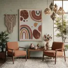 Bohem Toprak Gökkuşağı Doğal Ahşap Çerçeveli Tablo Sanat İç Mekan Yatak Koridor Ofis
