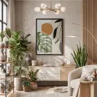 Monstera Soyut Yapraklar Siyah Ahşap Çerçeveli Tablo Dekorasyonu Poster Obje Ev Aksesuarları Modern