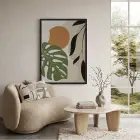 Monstera Soyut Yapraklar Siyah Ahşap Çerçeveli Tablo Dekorasyonu Poster Obje Ev Aksesuarları Modern