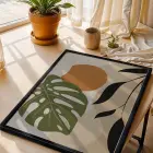 Monstera Soyut Yapraklar Siyah Ahşap Çerçeveli Tablo Dekorasyonu Poster Obje Ev Aksesuarları Modern