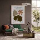 Avantgarde Organik Şekiller Doğal Ahşap Çerçeveli Tablo Duvar Dekoru Poster Obje Ev Aksesuarları